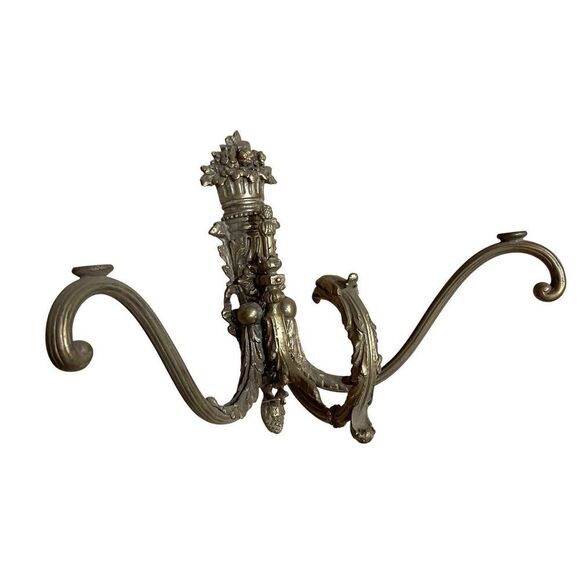 Antique  French Brass Candelabra Wall Hanging Sconce Candle Holder Fedral Foilag - Picture 1 of 10